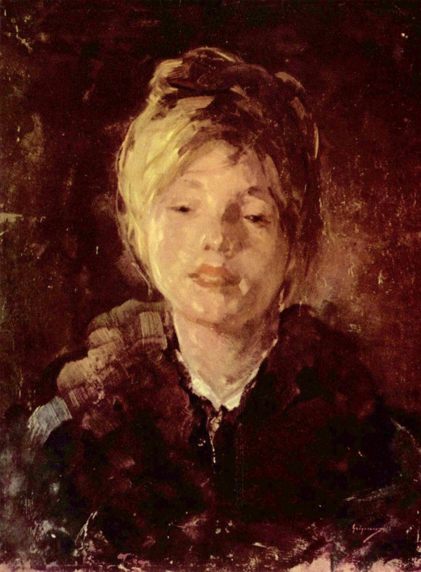 Portrait of a young girl with a beautiful look by Nicolae Grigorescu